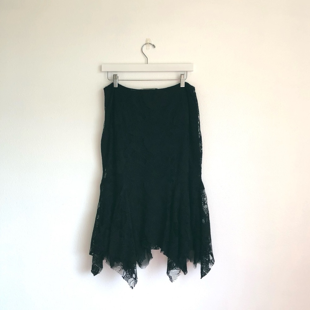 Ralph Lauren Black Label Floral Lace Handkerchief Hem Skirt Size 10 - Picture 7 of 11